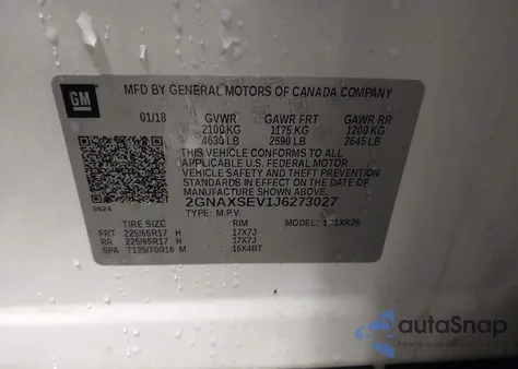 2018 Chevrolet Equinox Lt from USA, damaged, VIN 2GNAXSEV1J6273027